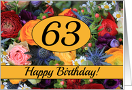 63rd Happy Birthday Card - Summer bouquet card