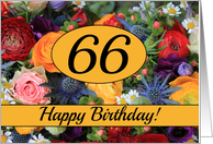 66th Happy Birthday Card - Summer bouquet card