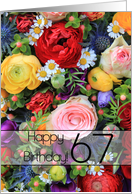 67th Happy Birthday Card - Summer bouquet card