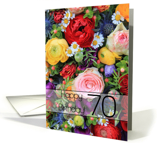 70th Happy Birthday Card - Summer bouquet card (1207008)
