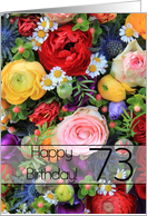 73rd Happy Birthday Card - Summer bouquet card