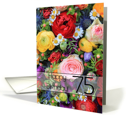 75th Happy Birthday Card - Summer bouquet card (1207890)