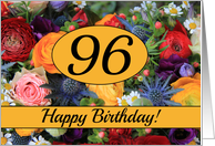 96th Happy Birthday Card - Summer bouquet card