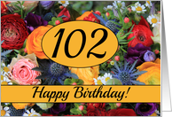 102nd Happy Birthday Card - Summer bouquet card