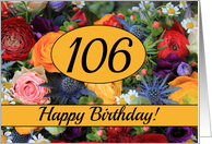 106th Happy Birthday Colorful Summer Bouquet card