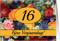 16th Dutch Happy Birthday Card/Fijne Verjaardag - Summer bouquet card