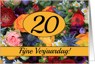 20th Dutch Happy Birthday Card/Fijne Verjaardag - Summer bouquet card