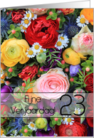 23rd Dutch Happy Birthday Card/Fijne Verjaardag - Summer bouquet card