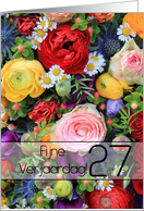 27th Dutch Happy Birthday Card/Fijne Verjaardag - Summer bouquet card