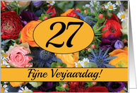 27th Dutch Happy Birthday Card/Fijne Verjaardag - Summer bouquet card