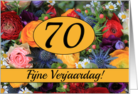 70th Dutch Happy Birthday Card/Fijne Verjaardag - Summer bouquet card