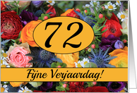 72nd Dutch Happy Birthday Card/Fijne Verjaardag - Summer bouquet card