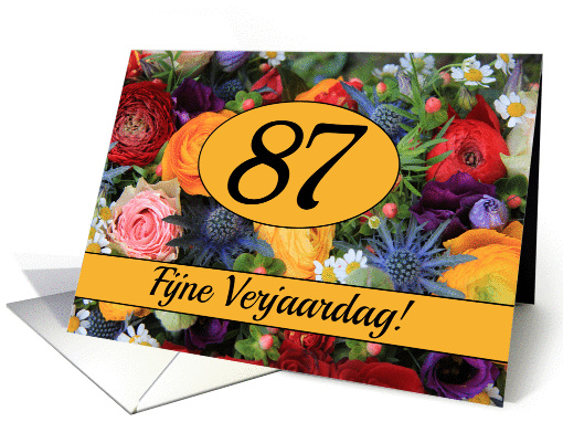 87th Dutch Happy Birthday Card/Fijne Verjaardag - Summer bouquet card