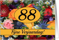88th Dutch Happy Birthday Card/Fijne Verjaardag - Summer bouquet card