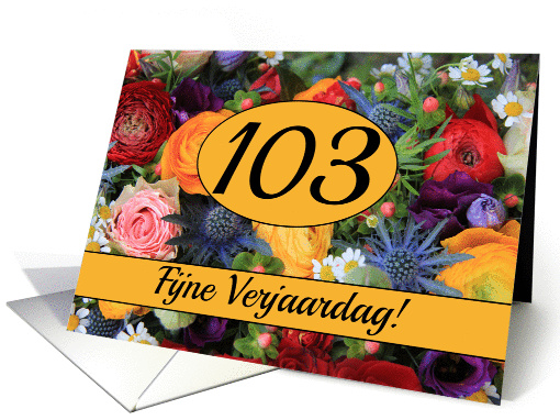 103rd Dutch Happy Birthday Card/Fijne Verjaardag - Summer bouquet card