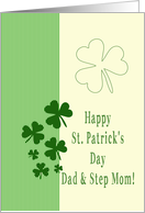 Dad &Step Mom Happy St. Patrick’s Day Irish luck clovers card