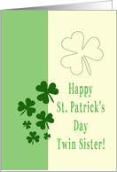 Twin Sister Happy St. Patrick’s Day Irish luck clovers card