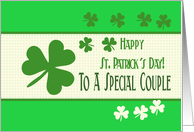 To a special couple Happy St. Patrick’s Day Irish luck clovers card