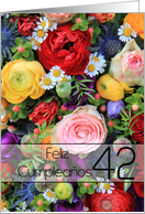 42nd Spanish Happy Birthday Card/Feliz Cumpleaos - Summer bouquet card