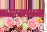 Half Sister - Happy Mother’s Day pastel roses & stripes card