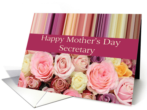 Secretary - Happy Mother's Day pastel roses & stripes card (1232632)