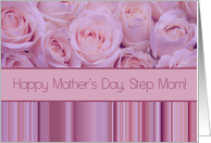 Step Mom - Happy Mother’s Day pastel roses & stripes card