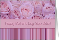Step Sister - Happy Mother’s Day pastel roses & stripes card