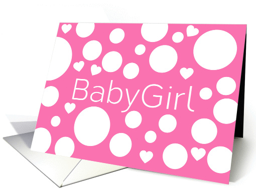 New Baby Girl Birth Announcement - pink dots and hearts card (1234250)