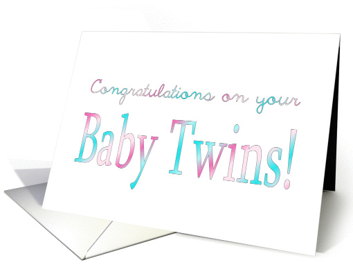 New Baby Boy/Girl Twins congratulations ombre pink and blue card