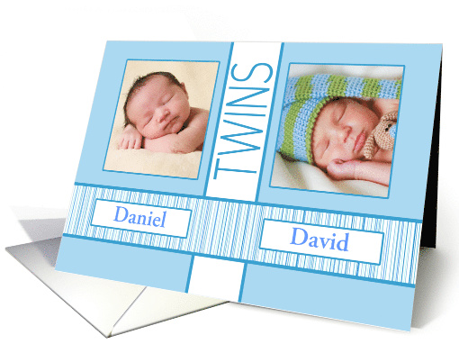 New Baby Boy Twins Announcement Photo card (1234274)