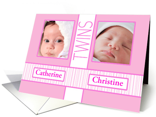New Baby Girl Twins Announcement Photo card (1234278)