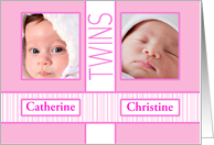New Baby Girl Twins Announcement Photo Card
