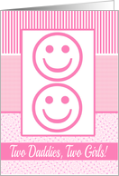Gay Daddies Baby Twin Girl Birth Announcement Photo Card Pink dots card