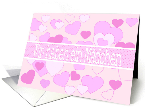 German Mdchen Girl Birth Announcement Blue Hearts card (1235854)