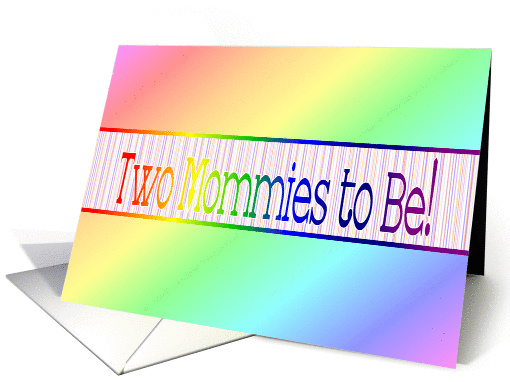 Lesbian Couple pregnancy announcement rainbow ornaments card (1236000)