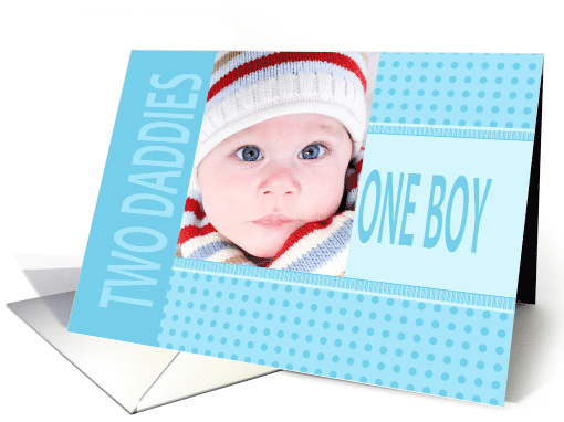 Gay Couple Baby Boy Birth Announcement Photo card (1236052)