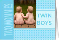 Lesbian Couple Twin Boys Birth Announcement Photo Card
