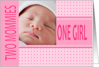 Lesbian Girls Birth Announcement Photo Card