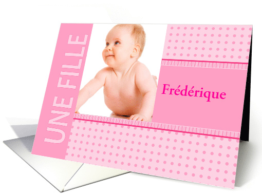 French fille Girl Birth Announcement Photo card (1236100)