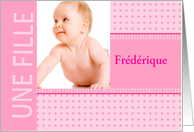 French fille Girl Birth Announcement Photo Card