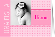Italian Figlia Girl Birth Announcement Photo Card