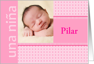Spanish una niña Girl Birth Announcement Photo Card