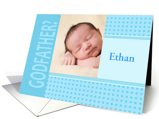 Boy Blue Godfather Invitation In Dots and Stripes Photocard card