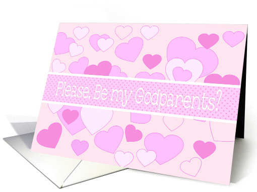Girls Pink Godparents Invitation Dots and hearts card (1236788)