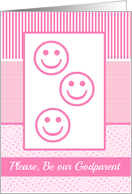 Multiple Girls Godparent Invitation Photo Card pink stripes card