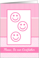 Multiple Girls Godfather Invitation Photo Card pink stripes card