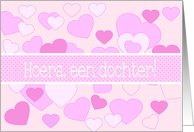 Dutch Dochter Baby Girl Congratulations Pink Hearts card