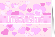 french petite fille Baby Girl Congratulations Pink Hearts card