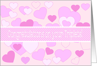 Triplets Baby Girls Congratulations Pink Hearts card