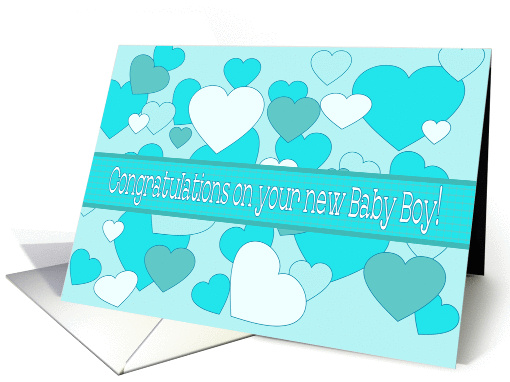 Baby Boy Congratulations Blue Hearts card (1237240)